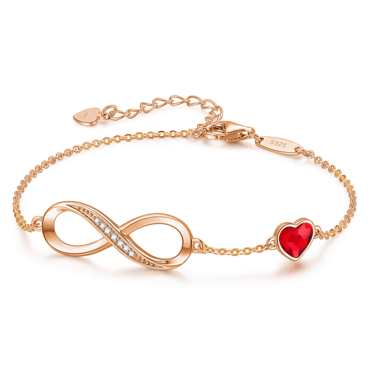 S925 Sterling Silver "Eternal Love" Bracelet - Ocean Heart Design Rose Gold