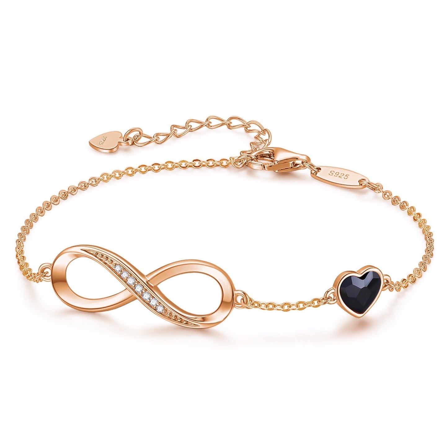 S925 Sterling Silver "Eternal Love" Bracelet - Ocean Heart Design Rose Gold