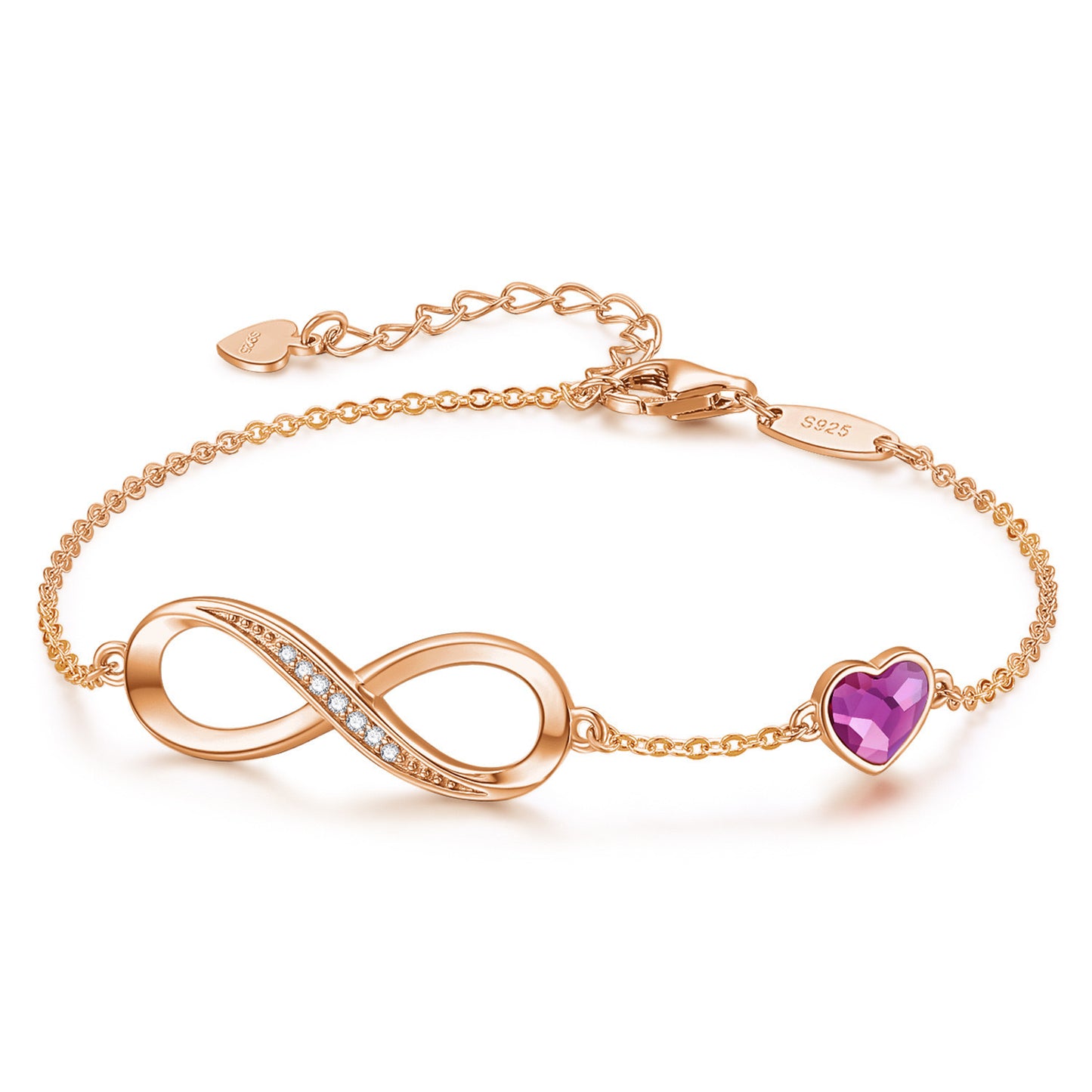 S925 Sterling Silver "Eternal Love" Bracelet - Ocean Heart Design Rose Gold