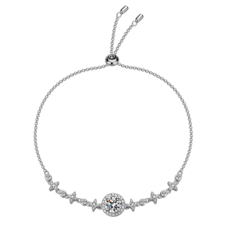 925 Sterling Silver Moissanite Bubble Star Bracelet – Elegant Moissanite Stone Design