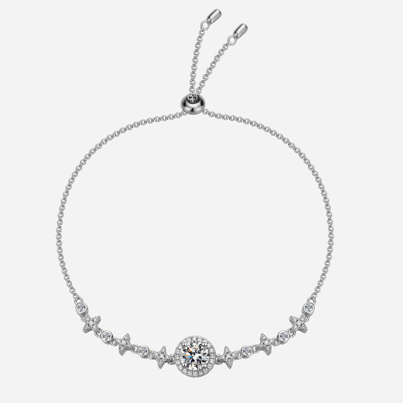 925 Sterling Silver Moissanite Bubble Star Bracelet – Elegant Moissanite Stone Design