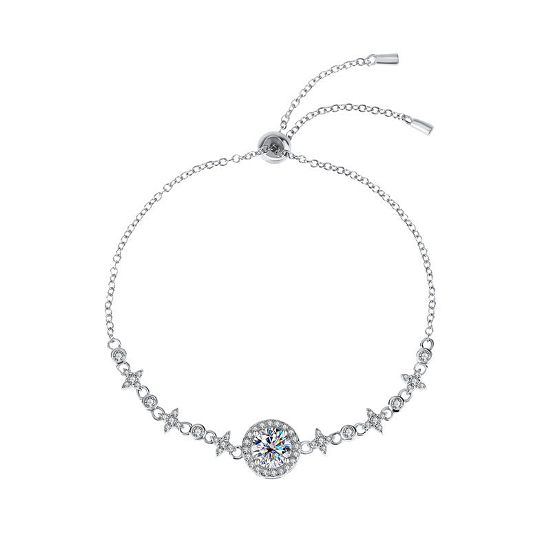 925 Sterling Silver Moissanite Bubble Star Bracelet – Elegant Moissanite Stone Design