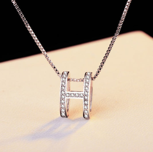 925 Sterling Silver Initial Pendant Necklace – Simple and Stylish with Sparkling Stones