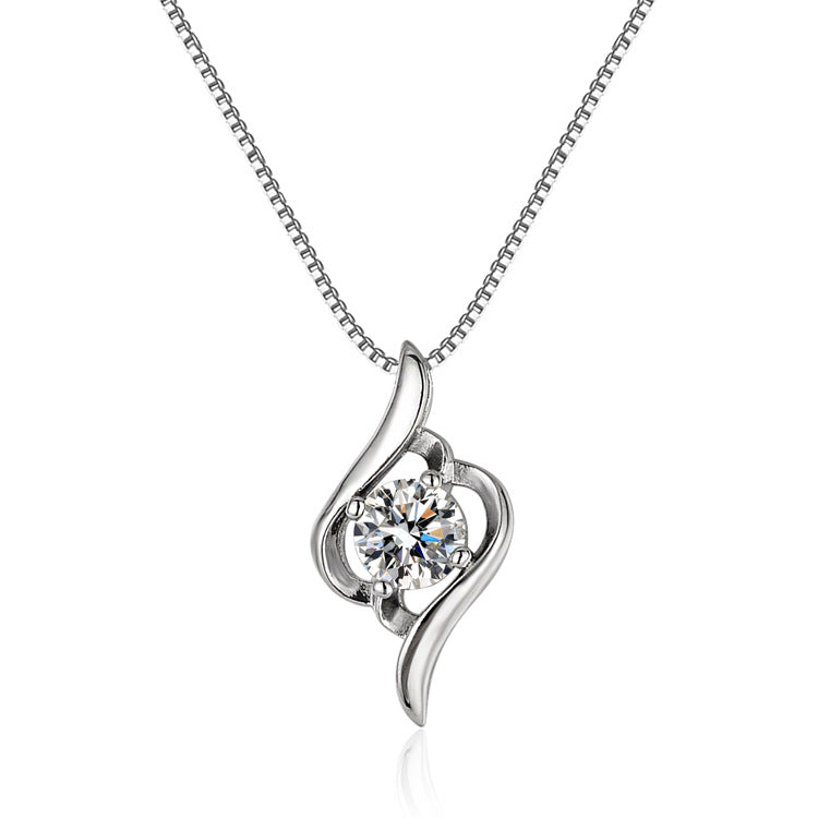 925 Sterling Silver Cupid’s Moissanite Necklace – PT950 Platinum-Plated, Stylish and Elegant