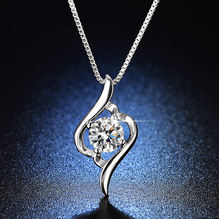 925 Sterling Silver Cupid’s Moissanite Necklace – PT950 Platinum-Plated, Stylish and Elegant