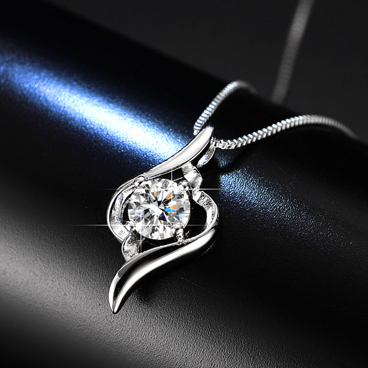 925 Sterling Silver Cupid’s Moissanite Necklace – PT950 Platinum-Plated, Stylish and Elegant