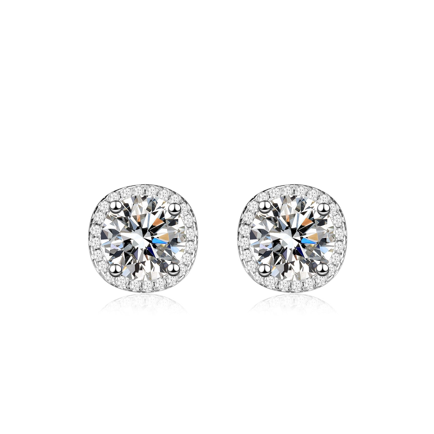 925 Sterling Silver Gold-Plated Moissanite Stud Earrings – Modern Semi-Square Design