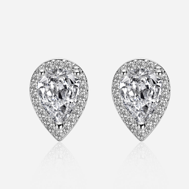 925 Sterling Silver Teardrop Moissanite Stud Earrings – Elegant Water Drop Design
