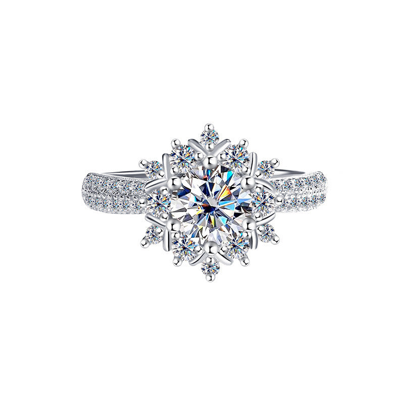 1-Carat First Snow Princess Moissanite Ring in S925 Sterling Silver – Elegant Simulated Diamond Ring for Women