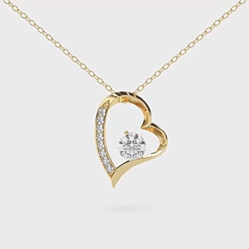 S925 Sterling Silver Heart Pendant Necklace - "Hearts in Love" Design Moissanite